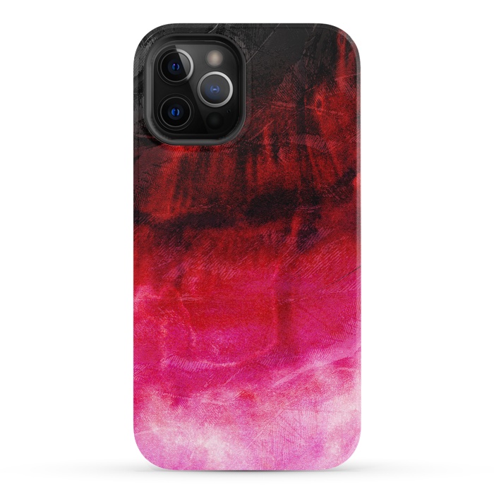 iPhone 12 Pro StrongFit Red pink paint strokes abstract phonecase by Josie