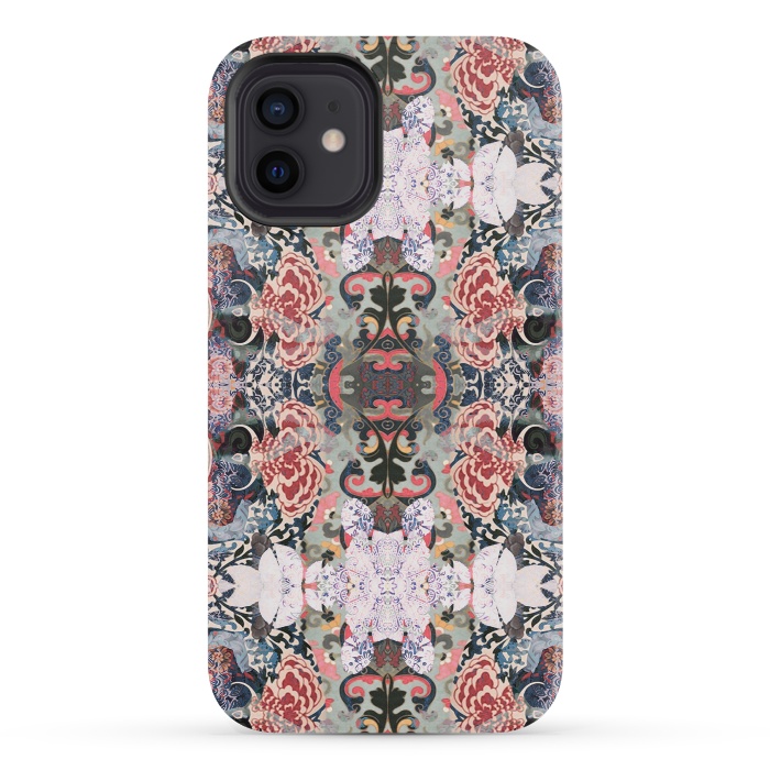iPhone 12 mini StrongFit Japanese inspired floral mandala pattern by Oana 