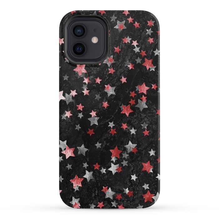 iPhone 12 mini StrongFit Silver Copper stars on marble sky by Oana 