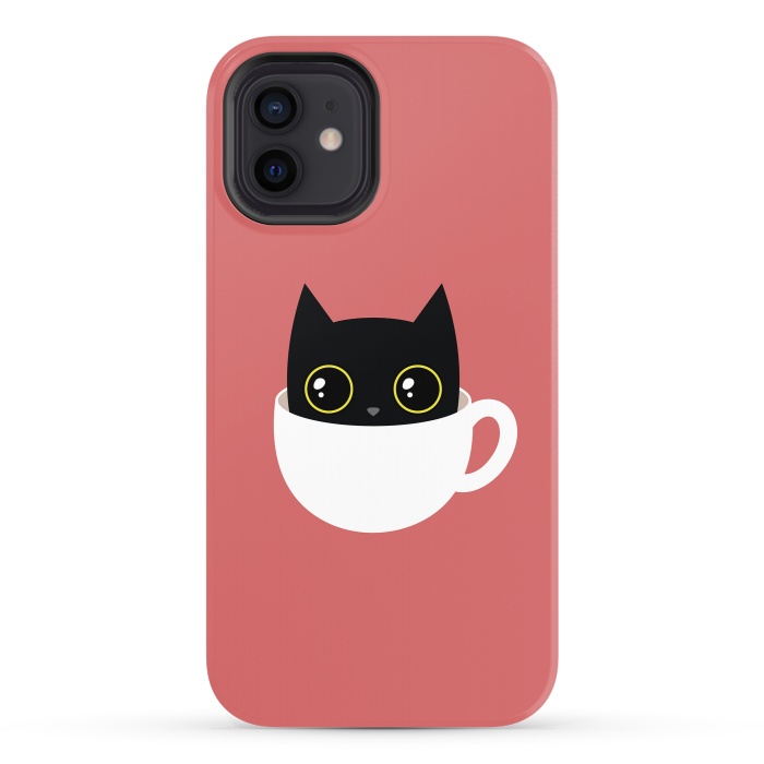 iPhone 12 StrongFit Coffee cat by Laura Nagel
