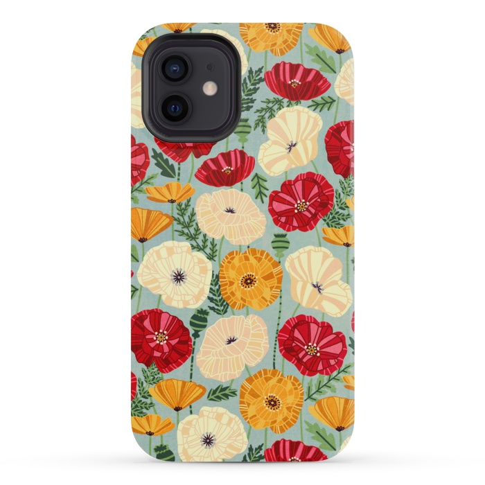 iPhone 12 mini StrongFit Textured Poppies  by Tigatiga