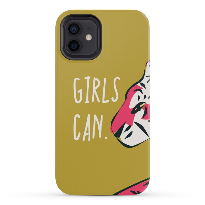 iPhone 12 mini StrongFit Girls can, mustard by Jelena Obradovic