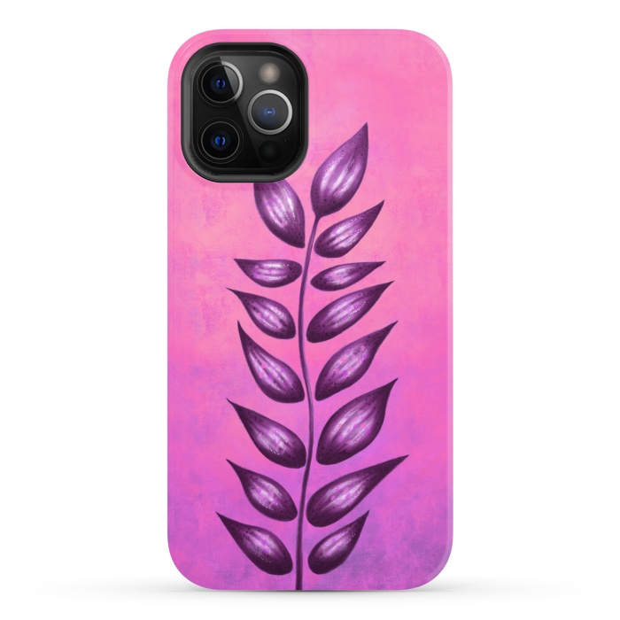 iPhone 12 Pro StrongFit Abstract Plant Surreal Botanical Art In Pink And Purple by Boriana Giormova