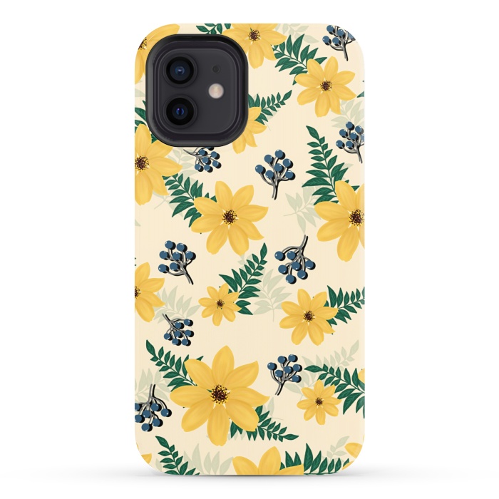 iPhone 12 StrongFit Yellow flowers pattern by Jms