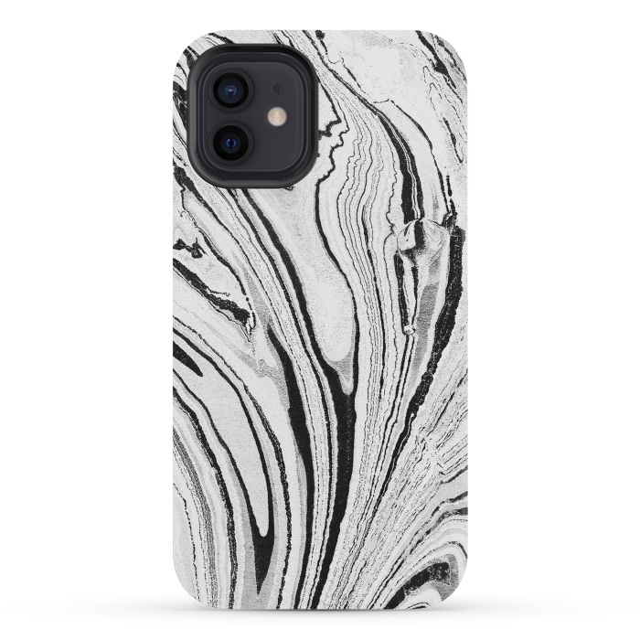 iPhone 12 mini StrongFit Minimal painted marble stripes by Oana 