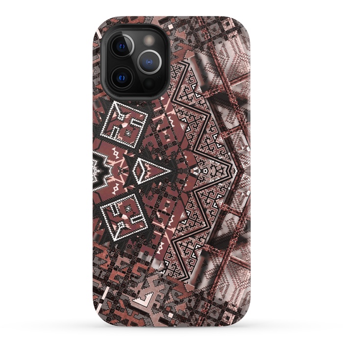 iPhone 12 Pro StrongFit Ethnic brown geometric pattern by Oana 