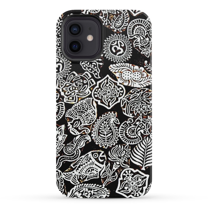 iPhone 12 mini StrongFit Black and white pattern by Winston