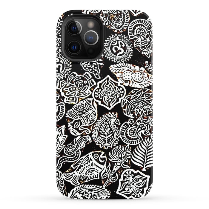 iPhone 12 Pro StrongFit Black and white pattern by Winston