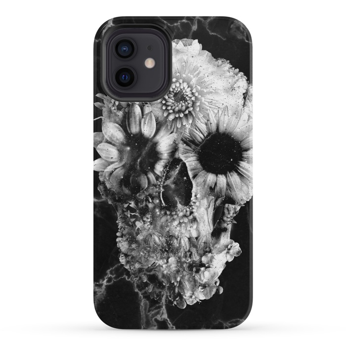 iPhone 12 StrongFit Floral Skull Marble by Ali Gulec