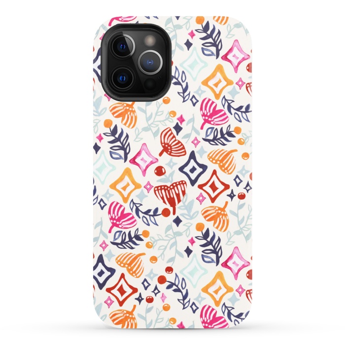 iPhone 12 Pro StrongFit Christmas Abstract Ginkgo & Berry Pattern  by Tigatiga