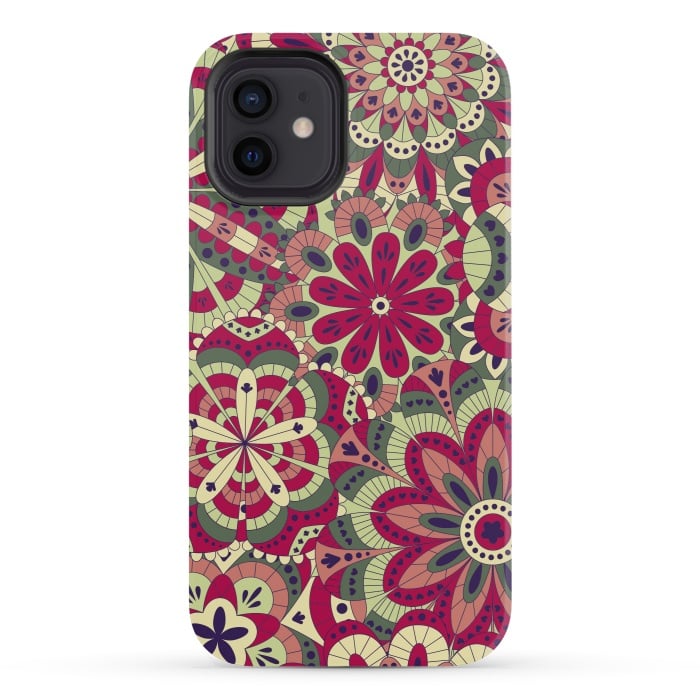 iPhone 12 mini StrongFit Floral Made with Many Mandalas by ArtsCase