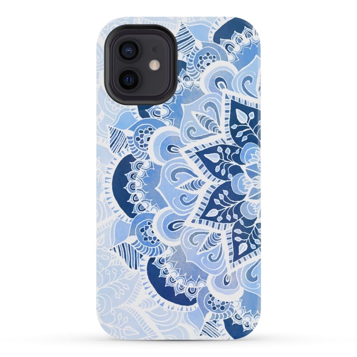 iPhone 12 mini StrongFit Blue Lace Mandala by Tangerine-Tane