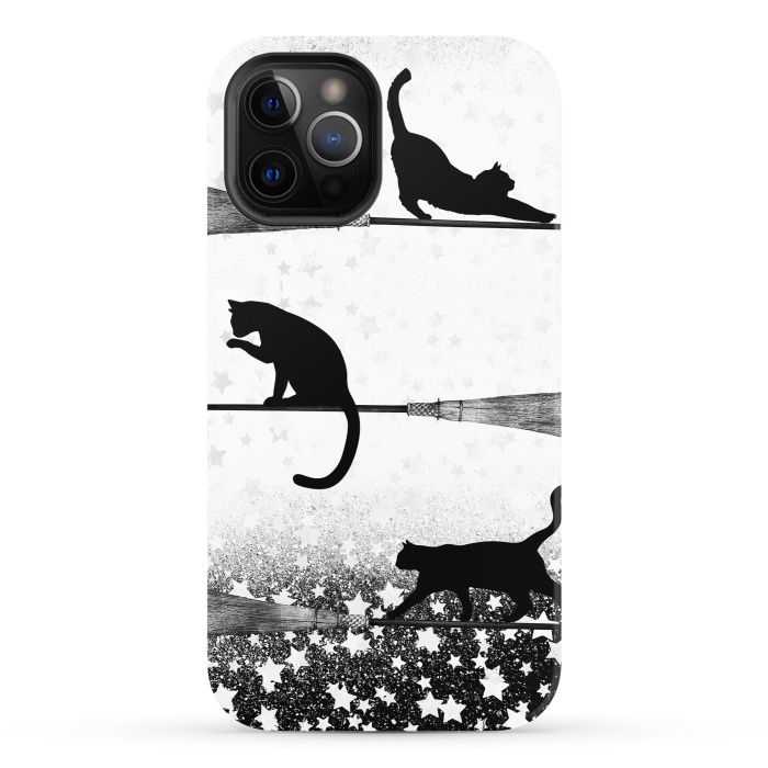 iPhone 12 Pro StrongFit black cats flying on witch brooms by Oana 
