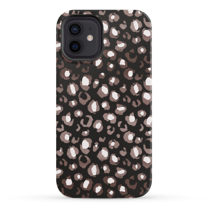 iPhone 12 StrongFit Brown leopard spots pattern by Oana 