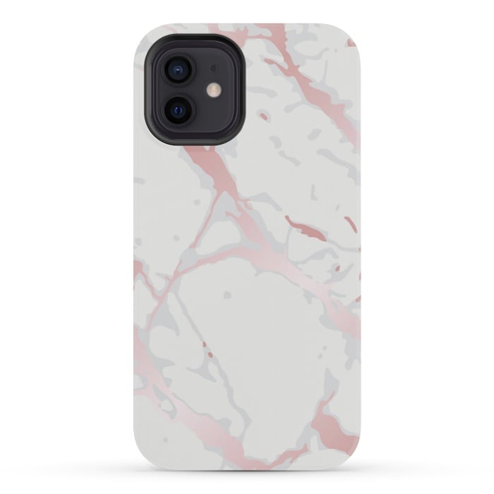 iPhone 12 mini StrongFit Pink Rose Marble Design by ArtsCase