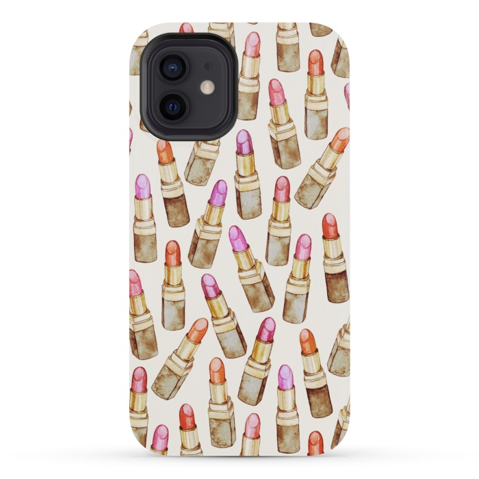 iPhone 12 mini StrongFit Lots of Little Golden Lipsticks by Micklyn Le Feuvre