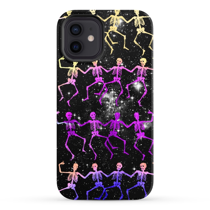 iPhone 12 StrongFit Neon gradient dancing skeletons Halloween by Oana 