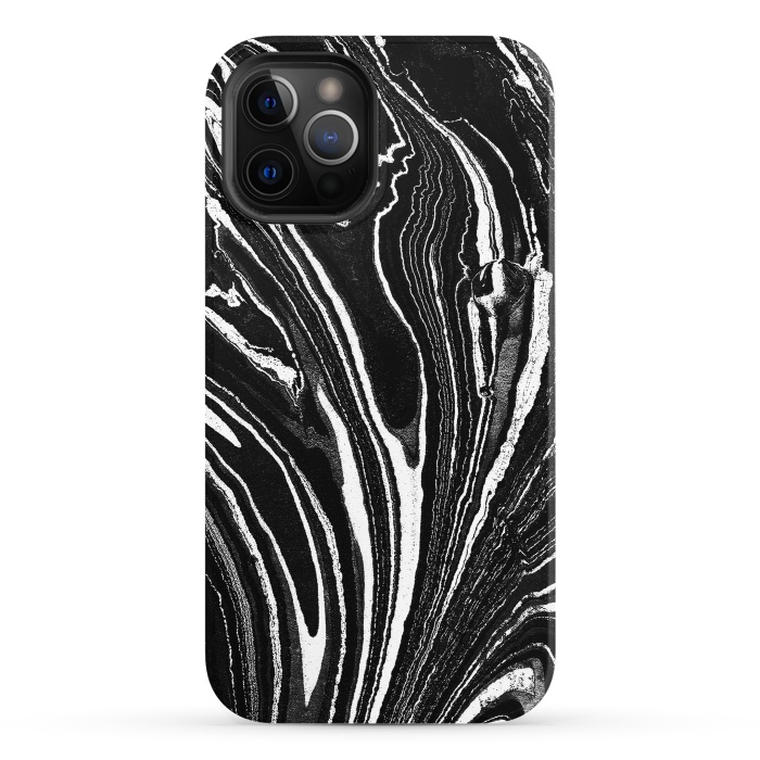 iPhone 12 Pro StrongFit Dark minimal marble stripes art by Oana 
