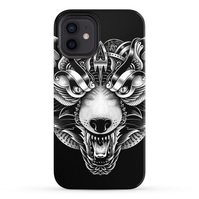 iPhone 12 StrongFit Angry Wolf Ornate by Afif Quilimo