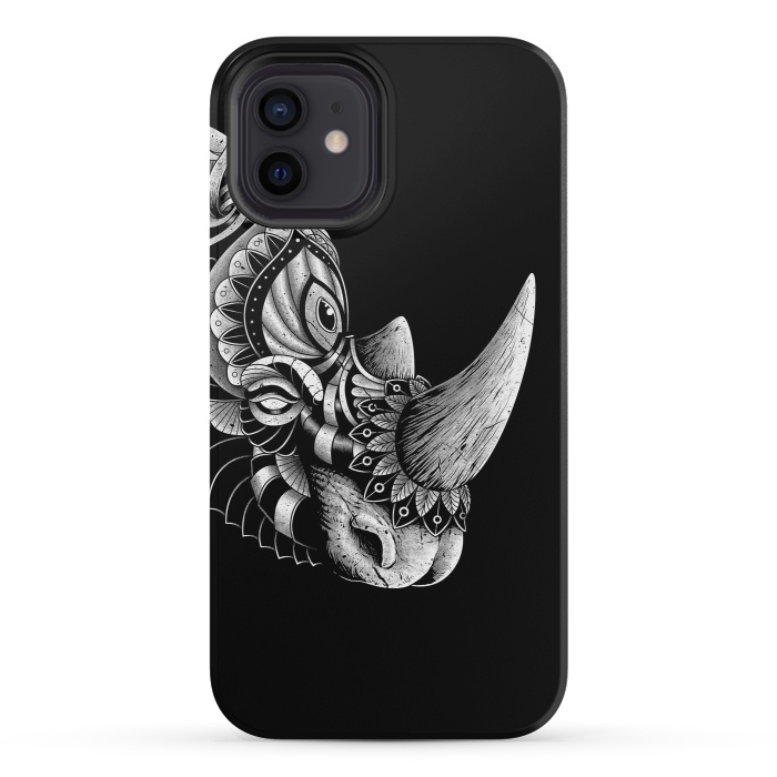 iPhone 12 mini StrongFit Rhino Ornate (Black) by Afif Quilimo