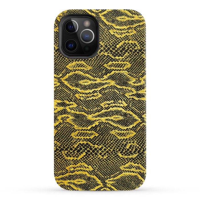 iPhone 12 Pro StrongFit Black and Gold Snake Skin I by Art Design Works