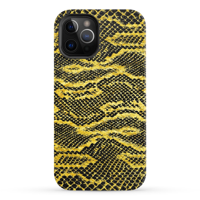 iPhone 12 Pro StrongFit Black and Gold Snake Skin II by Art Design Works