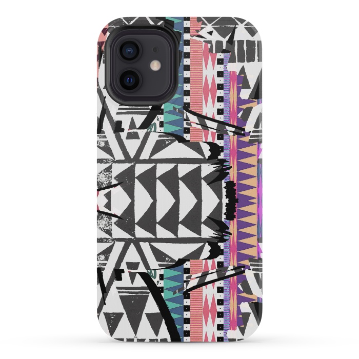 iPhone 12 mini StrongFit Colourful African inspired ethnic print by Oana 