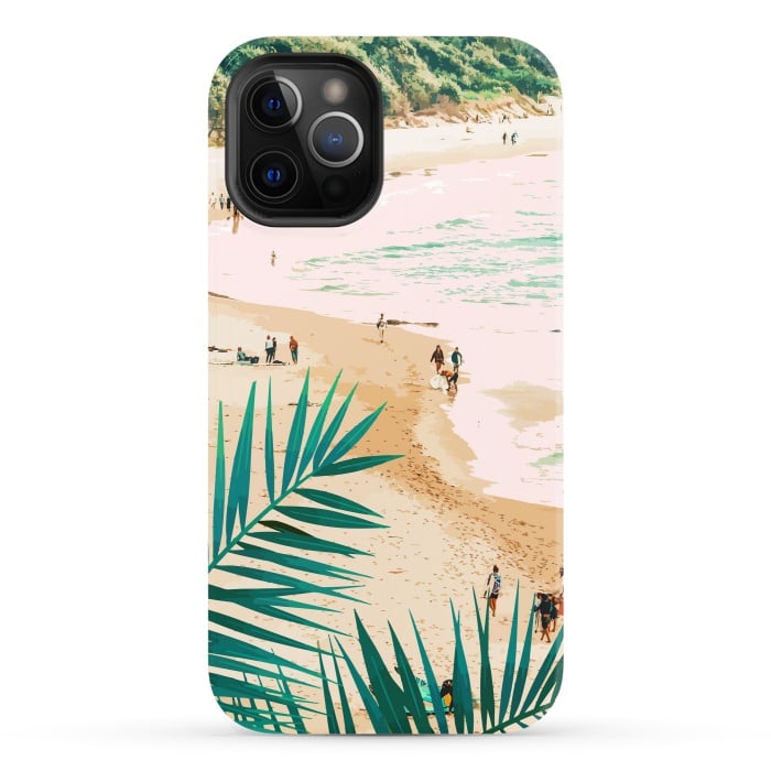 iPhone 12 Pro StrongFit Beach Weekend | Pastel Ocean Sea Tropical Travel | Scenic Sand Palm People Boho Vacation by Uma Prabhakar Gokhale