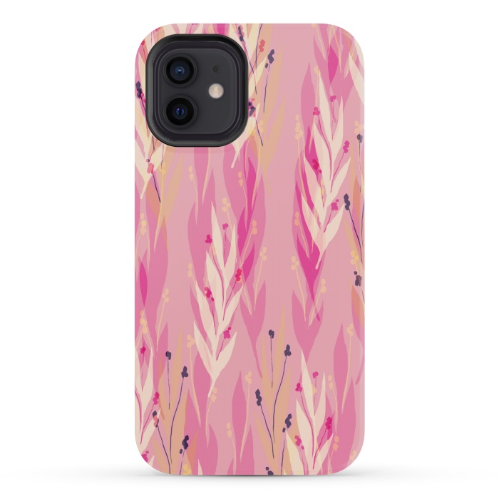 iPhone 12 mini StrongFit pink leaf pattern by MALLIKA