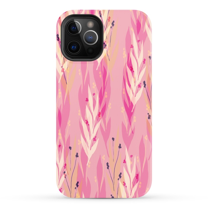 iPhone 12 Pro StrongFit pink leaf pattern by MALLIKA