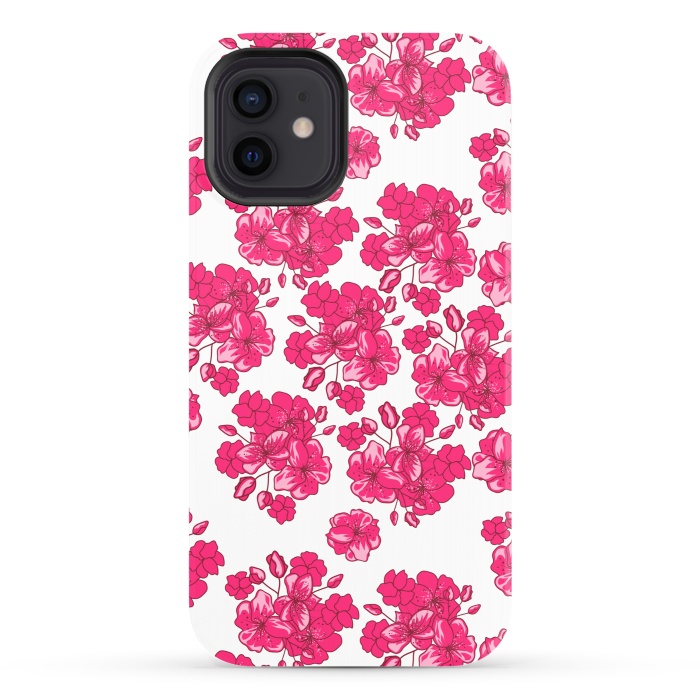iPhone 12 StrongFit pink floral print 2 by MALLIKA