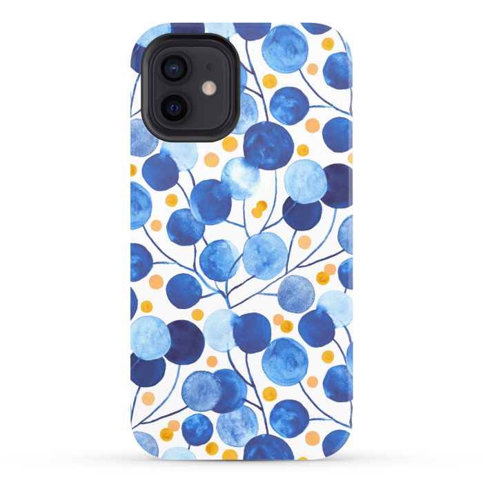 iPhone 12 StrongFit Pompom Plants in Cobalt & Gold by Tigatiga