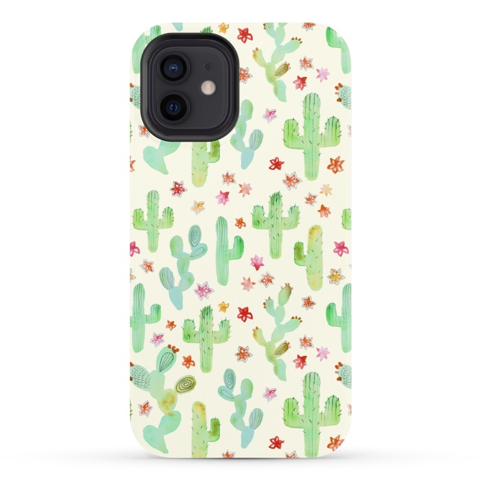 iPhone 12 StrongFit Watercolor Cacti by Tangerine-Tane
