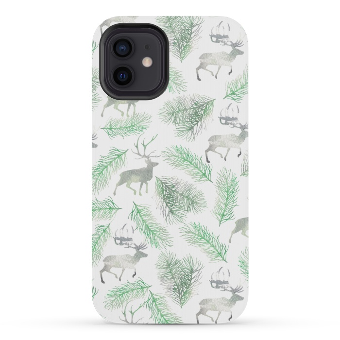 iPhone 12 mini StrongFit Deer and pine branches by Julia Badeeva