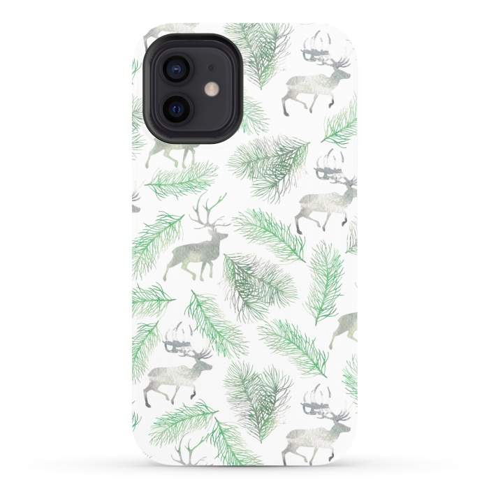 iPhone 12 StrongFit Deer and pine branches by Julia Badeeva