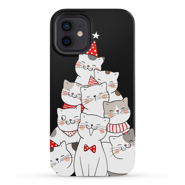 iPhone 12 mini StrongFit christmas cats by haroulita