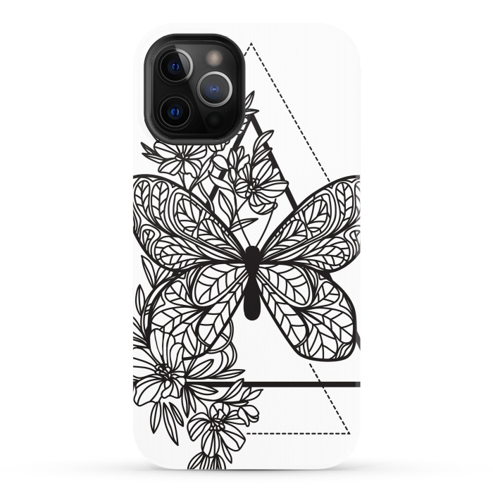 iPhone 12 Pro StrongFit bw butterfly by haroulita