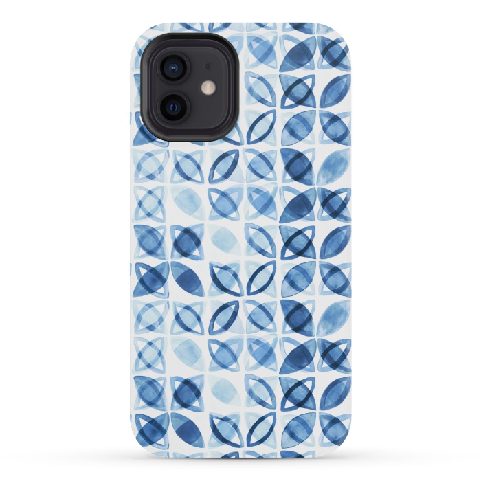 iPhone 12 mini StrongFit Blue Watercolor Pattern  by Tigatiga