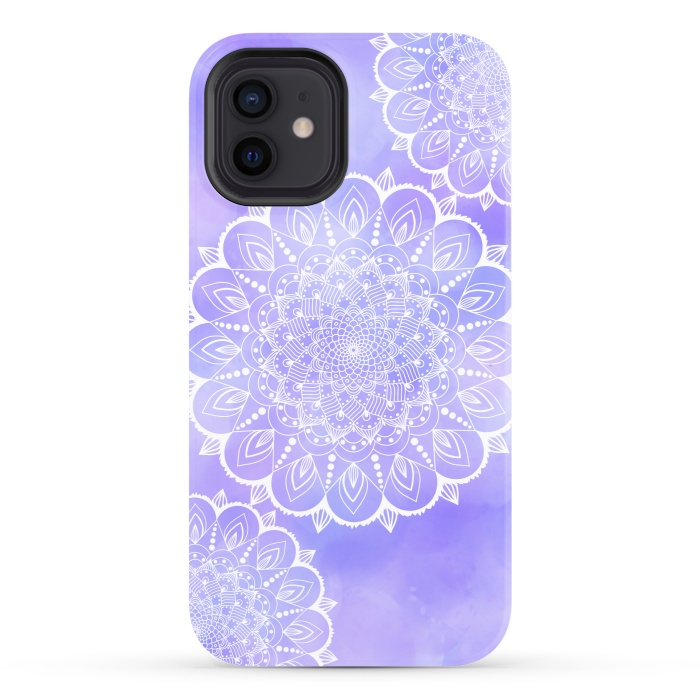 iPhone 12 StrongFit Purple mandala flowers by Jms