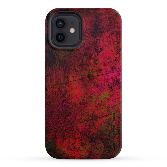 iPhone 12 StrongFit Red abstract grunge textured design by Josie