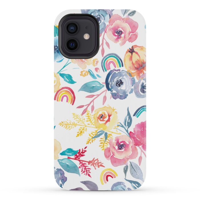iPhone 12 mini StrongFit Roses and Rainbows by gingerlique