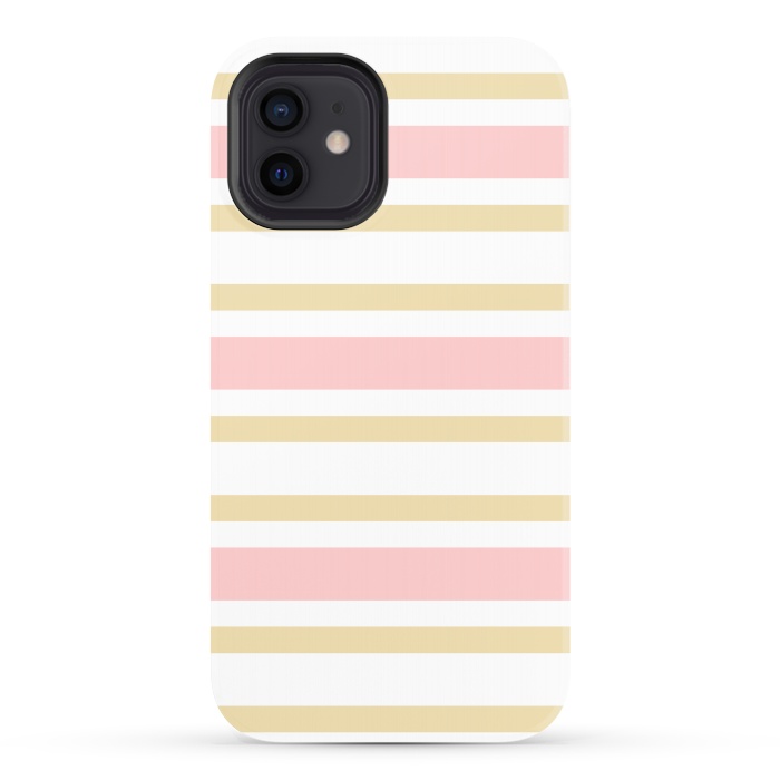 iPhone 12 StrongFit pink golden stripes pattern by MALLIKA