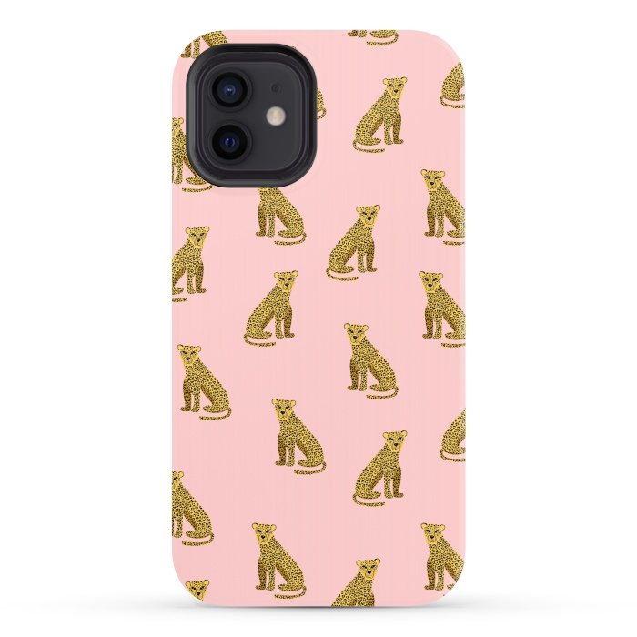 iPhone 12 StrongFit Leopard. Pink pattern by Julia Badeeva