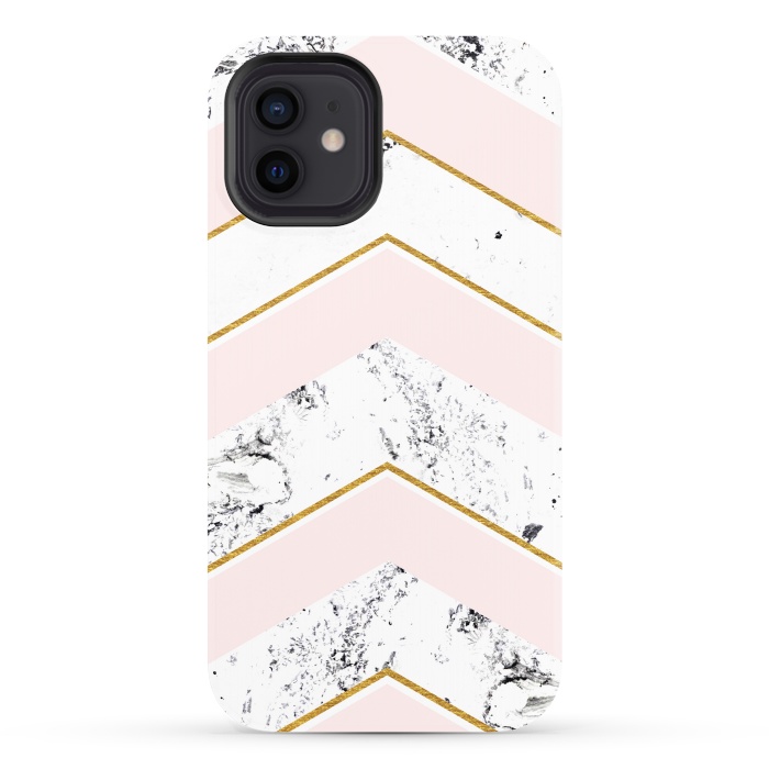 iPhone 12 StrongFit Marble. Pink and gold by Julia Badeeva