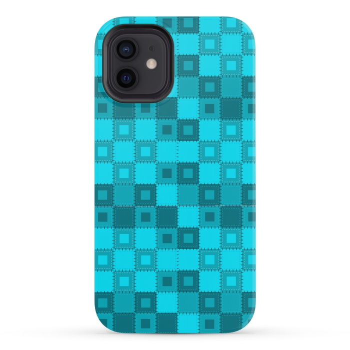 iPhone 12 mini StrongFit blue patchwork by MALLIKA