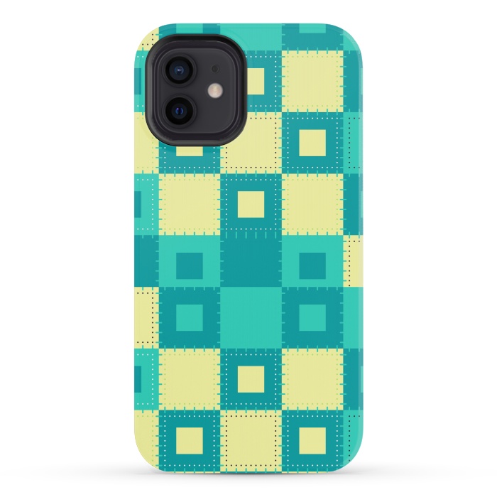 iPhone 12 mini StrongFit blue yellow patchwork by MALLIKA
