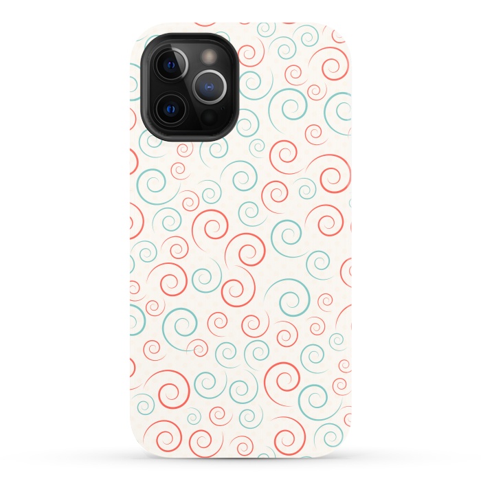iPhone 12 Pro StrongFit orange blue swirl pattern by MALLIKA
