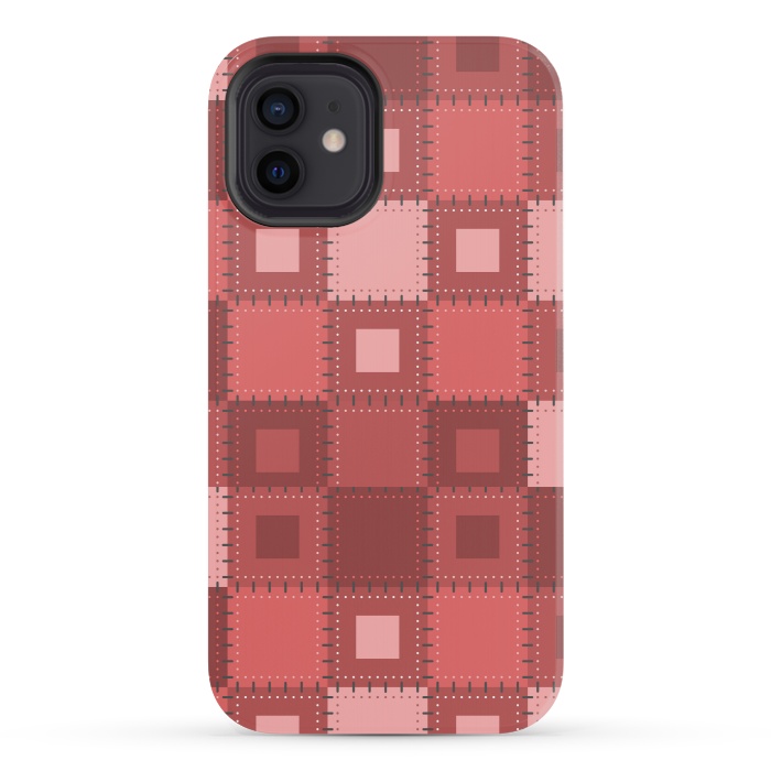 iPhone 12 mini StrongFit RED WHITE PATCHWORK by MALLIKA