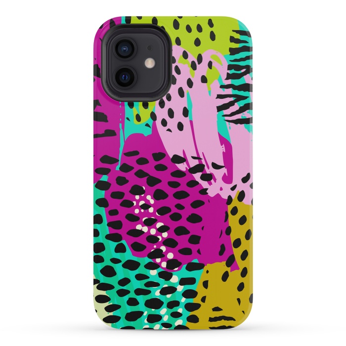 iPhone 12 mini StrongFit colorful abstract animal print by haroulita