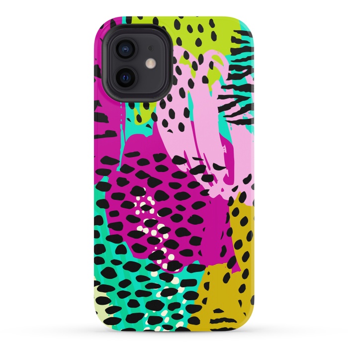 iPhone 12 StrongFit colorful abstract animal print by haroulita